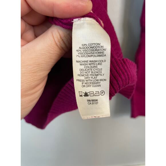 DKNY Jeans, Size Medium, Berry Purple Rib Knit Sweater, Super Soft Bump Friendly - Picture 5 of 8